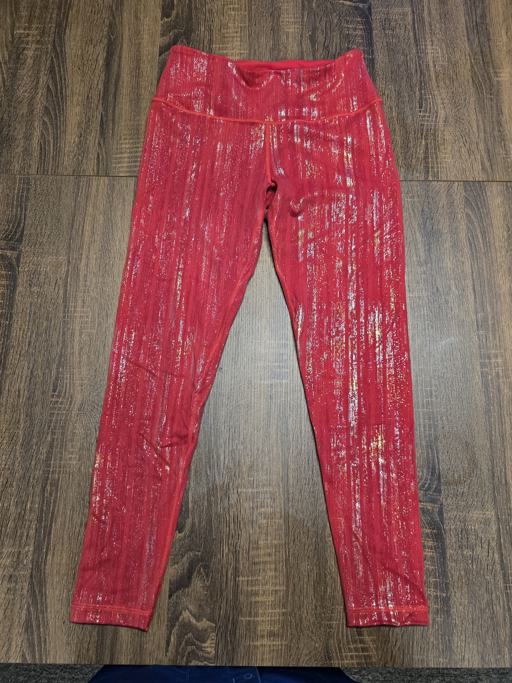 Red Metallic High-Waist Women's Leggings